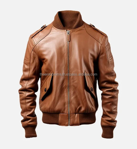 Logo personnalisé de haute qualité hommes coupe-vent veste en cuir robuste à la mode prix de vente entier avec col montant - Product Image 1