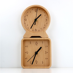 Horloge en bois massif, horloge de bureau et de table pour la maison, le bureau, le salon, la chambre à coucher, horloge décorative super silencieuse, forme ronde - Product Image 1