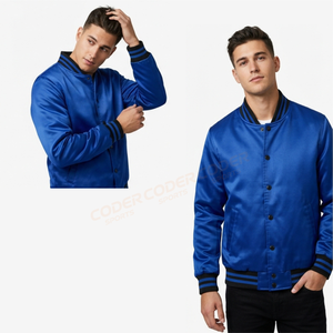 Blousons universitaires de baseball pour hommes – Blouson bomber personnalisé en satin sur le devant – Vêtement d'hiver streetwear haut de gamme – Blouson universitaire pour fans de sport – Toile décontractée - Product Image 6