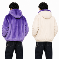 Veste à capuche réversible en fausse fourrure, double face, avec logo brodé personnalisé, style streetwear, pour hommes, mode Y2K, fournisseur en gros