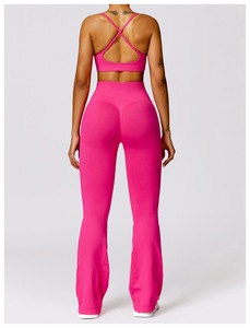 Ensemble de 3 pièces pour femmes : haut sans couture à manches longues, soutien-gorge et leggings taille haute – Tenue de sport, fitness, yoga - Product Image 4