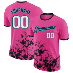 Maillot de baseball rose personnalisé, impression par sublimation, nom de l'équipe, numéro, unisexe, adulte, manches courtes, col rond, vêtements de sport en polyester - Product Image 1