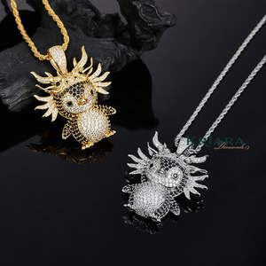 Pendentif pingouin en argent 925 plaqué rhodium avec cristaux ronds en strass, bijoux unisexes à thème de dessin animé mignon - Product Image 3