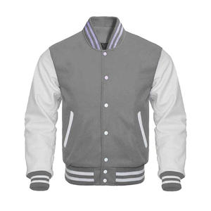 Chaqueta Varsity de Béisbol de Manga Larga Multicolor, Personalizada, con Mangas de Cuero y Forro Polar, Estilo Urbano, Bordado Chenille, para Hombre - Product Image 1