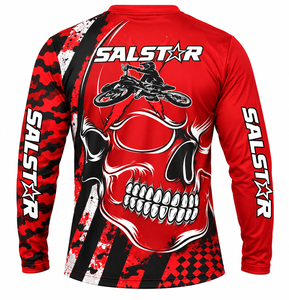 เสื้อแข่งมอเตอร์ไซค์แบบสั่งทำพิเศษ แขนยาว พิมพ์ลายแบบ Sublimation สำหรับ MX Motocross ขี่ออฟโรด สีแดง ผู้ผลิตชุดกีฬา OEM - Product Image 2