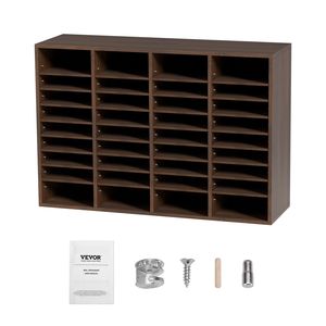 Organizzatori in Legno Regolabili per Documenti con 36 Scomparti, Classificatore per Ufficio 39.3x12x26.8 Pollici, Organizzatori da Parete con Chiave - Product Image 1