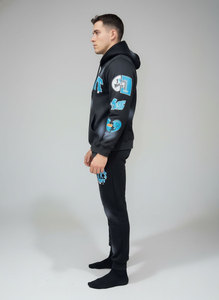 Ensemble de survêtement unisexe personnalisé en molleton épais French Terry, comprenant un sweat à capuche et un pantalon de jogging évasé, avec broderie chenille - Product Image 3