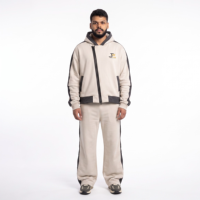 Ensemble de survêtement asymétrique en molleton 430 GSM pour homme, style streetwear avant-gardiste, deux pièces, avec logo brodé sur le devant, collection automne décontractée