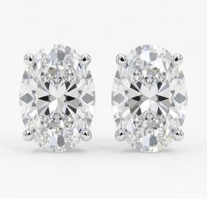 Oval Cut Diamond <b>Stud</b> Earrings 18K Solid Gold Rose Gold Plated Claw Setting GIA Certified Women's Classic Wedding Jewelry - Product Image 2