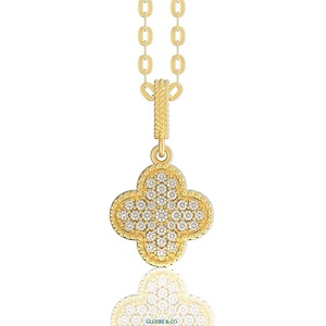 Collier unisexe Glosbe Co pour femme, trèfle à quatre feuilles en diamant naturel, bijoux en or en gros, origine Vietnam certifiée, élégant - Product Image 2