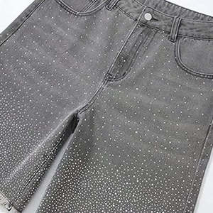 Nouvelle Collection Tendance : Short en Jean Décontracté pour Homme, Style Urbain Estival, Respirant et de Qualité Supérieure, avec Strass - Product Image 5