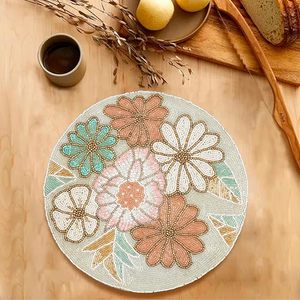 Most Trending <b>Beaded</b> <b>Placemat</b> Embroidered Floral Design Multi-color <b>Placemat</b> Protect Your Dining From Heat Damage in Low Price - Product Image 1