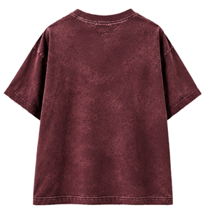 เสื้อยืดโอเวอร์ไซส์สีแดงเลือดหมูสำหรับผู้ชาย ลายพิมพ์ลายเพสลีย์ทั่วตัว คอกลม แขนสั้น สไตล์สตรีทแวร์ลำลอง - Product Image 2