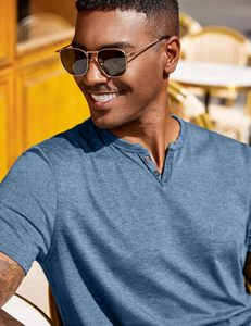 T-shirt en coton tricoté pour homme, col en V, coupe slim, respirant, écologique, séchage rapide, léger, confortable, manches courtes, décontracté - Product Image 2