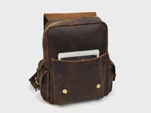 Custom OEM Genuine Leather <b>Backpack</b> Men Waterproof Business <b>Laptop</b> Bag Wholesale Vintage Travel Rucksack LBK-0114 - Product Image 5