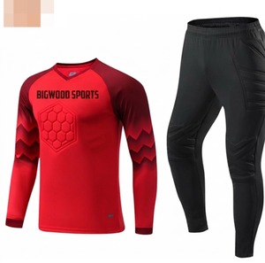 Men Soccer Goalie Jersey Set Long Sleeve Orange Solid Black <b>Padded</b> Shorts <b>Heat</b>-Transfer Printed 100% Polyester Moisture Wicking - Product Image 4