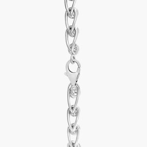 Women's Luxury Natural Diamond Safety Pin Chain <b>Bracelet</b> in White Gold - Product Image 5