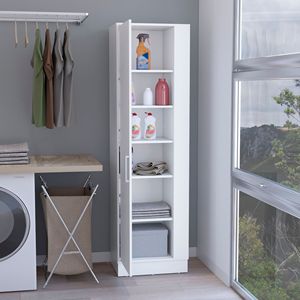 Armadio portaoggetti multiuso Fairfield a 6 ripiani con ganci per scope, bianco - Scaffali da garage Depo E Shop - Product Image 2