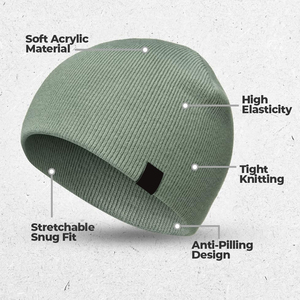 Bonnet en tricot vert sauge de qualité supérieure, logo personnalisé, chaud, doux, extensible, unisexe, décontracté, pour l'extérieur - Product Image 6