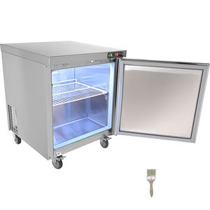 Frigorifero Sottobanco in Acciaio Inossidabile da 28 Pollici # 7,4 Piedi Cubici #   Porta Singola con Serratura # Raffreddamento Assistito da Ventola #   per cucine commerciali - Product Image 1