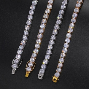 Wholesale Hip Hop Jewelry 3/4/5MM <b>Iced</b> <b>Out</b> Tennis <b>Chain</b> Necklace White Gold Plated Shiny Moissanite Diamond Necklace for Women - Product Image 2