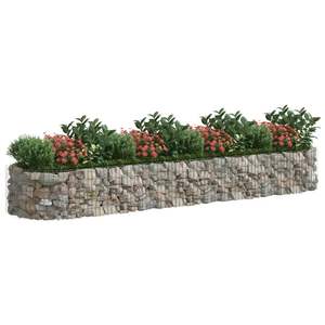 Grand bac à fleurs surélevé en gabion d'acier galvanisé argenté – Pots et jardinières haut de gamme - Product Image 3