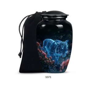 Urnas Decorativas Conmemorativas de Metal Negro con Diseño de Tigre de Montaña para Cenizas Humanas, Urna Grande para Cenizas de Adultos, Hombres y Mujeres - Product Image 2