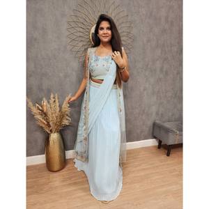 ชุดแฟนซี Saree และ Koti สำหรับผู้หญิงชุดงานปาร์ตี้ปักลาย - Product Image 5