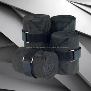 Bandages en polaire équestre noir Bottes de cheval Matériau acrylique de protection Logo personnalisé écologique Produits de soin des chevaux de marque OEM - Product Image 2