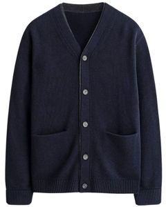 Cardigan en acrylique pour homme, à manches longues, boutonné, tricoté, doux, chaud, confortable, décontracté, léger, avec ourlet côtelé, classique - Product Image 1
