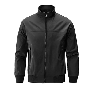 Mego Industry Herren Casual Bomberjacke Stehkragen Reißverschluss Atmungsaktiv Winddicht Khaki Einfarbig Geometrisches Muster Herbst Canvas - Product Image 4