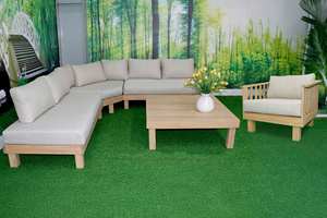 Conjunto de Sofá Esquinero de Madera de Acacia con Estructura Reforzada y Diseño Acolchado Confortable para una Vida Moderna al Aire Libre - Product Image 2