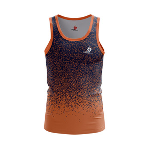 Débardeurs de sport personnalisés pour hommes, de haute qualité, entièrement imprimés, à col rond, séchage rapide, vêtements de sport, 100% coton tricoté, décontractés - Product Image 2