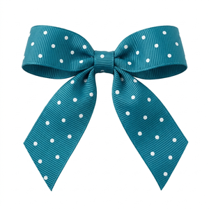 Cinta de grogrén estampada con lunares blancos y verde azulado de 6 mm al por mayor para lazos de boutique, accesorios para el cabello, envoltura decorativa y ribete de apliques - Product Image 1