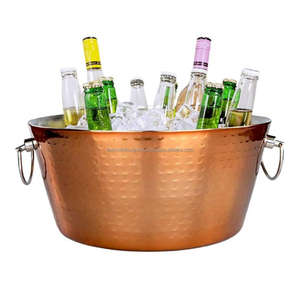 Event Supplies Beverages Cooler <b>Ice</b> Tub Gold Plates Metal Custom Capacity Champagne Wine Cooler Large Bowl With Handle Hot <b>Sale</b> - Product Image 3