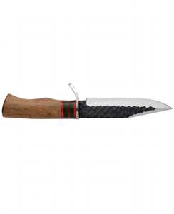 Couteau utilitaire à lame fixe en acier à haute teneur en carbone forgé à la main, pointe tombante, manche en bois personnalisé DIY OEM, entretoise segmentée, EDC - Product Image 2