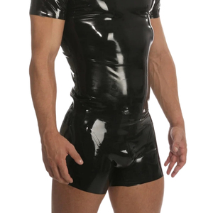 Shorts en cuir verni noir pour hommes, taille haute, en spandex et nylon, sous-vêtements sexy, style tentation - Product Image 2