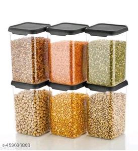 6 Pcs Set 110ml Transparent Wicker <b>Plastic</b> Storage Bins Food Grade <b>Kitchen</b> Containers Airtight Lids for Spices Pulses Snacks - Product Image 3