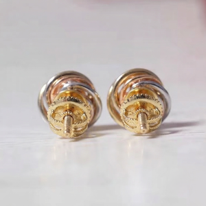 ต่างหูเพชรทรงกลมทองคำแท้ 14K สำหรับผู้หญิง สี F ทรงเหลี่ยมธรรมชาติ หลากสี โลหะคลาสสิก เครื่องประดับสำหรับใส่ทุกวัน - Product Image 2