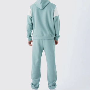 Men's 100% Cotton Oversized Tracksuit Winter Solid Print Color <b>Blocked</b> Sets Breathable and Windproof Plus Size Tracksuits - Product Image 2