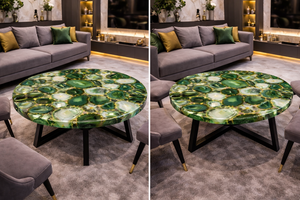 Mesa de Centro Redonda de Ágata Verde de Lujo, Piedra Semipreciosa Natural, Venta al por Mayor, Muebles para el Hogar - Product Image 6