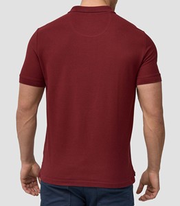 Chemise à manches courtes pour homme, couleur bordeaux, 100% coton piqué, tricotée, décontractée, couleur unie, respirante, séchage rapide, 240 grammes, service OEM - Product Image 3