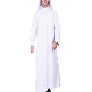 Thobe / Thawb pour hommes musulmans de haute qualité en polyester, design saoudien, manches longues, longueur cheville, respirant, léger, grande taille - Product Image 1