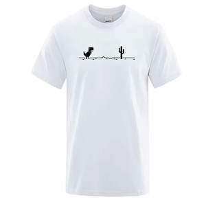 Camisetas para hombre con estampado de dinosaurios y cactus, camisetas divertidas de verano, camiseta de algodón para hombre, camisetas informales con cuello redondo - Product Image 3