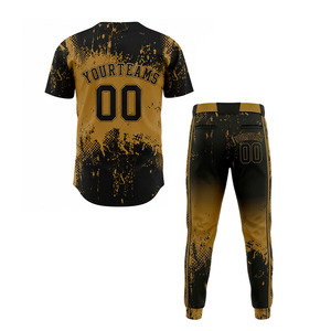 Youth sublimation baseball uniform Ekin-ImpeX Men's Baseball Uniform Set <b>Black</b> Gold Sublimated Jersey <b>Pants</b> Moisture Wicking - Product Image 2