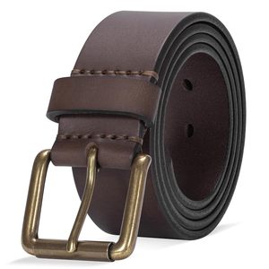 Ceinture pour homme en cuir de vachette, boucle en alliage de haute qualité, ceintures en cuir véritable avec boucle à ardillon, durable, moulage monobloc - Product Image 1