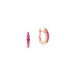 Pendientes de Aro de Oro Rosa Sólido de 18k con Zafiro Rosa Natural de Corte Brillante Graduado de 0.47ct para Uso Diario - Product Image 4