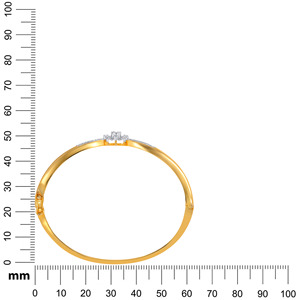 Elegant 18K Yellow Gold <b>Bangle</b> <b>Bracelet</b> with Lab Grown Diamonds Sparkling Floral Design for Women - Product Image 4