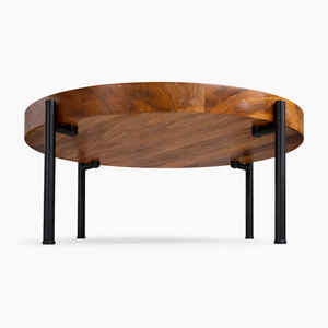 Mesa de Centro Contemporánea de Madera Maciza de Suarwood, Acabado Natural, Patas de Metal Industriales, Mueble Residencial, Estándar de Exportación - Product Image 2