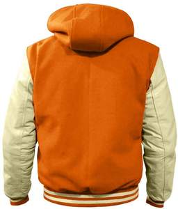 Chaqueta de béisbol para hombre con letras gráficas, ribete a rayas y bloques de color, chaqueta universitaria para niños con mangas de cuero. - Product Image 3